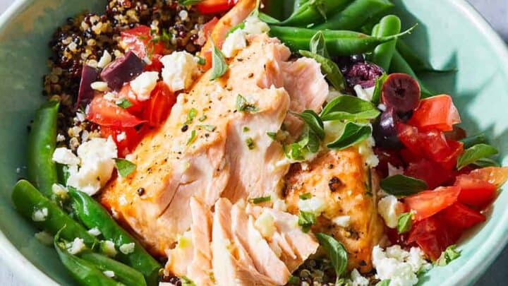 Greek Salmon Bowl for May Healthy Dinners