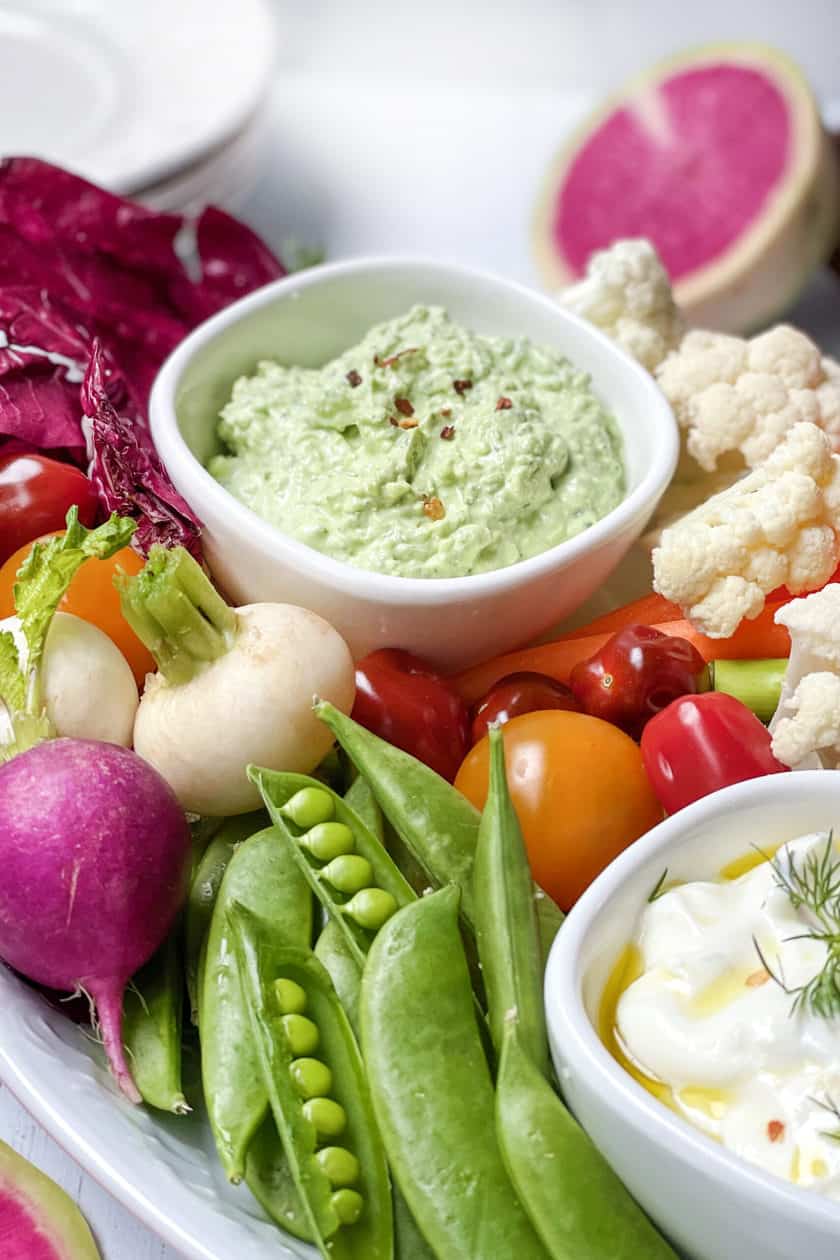 Avocado Hummus for Easy Spring Crudites Platter