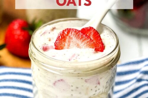 Pinterest Pin for Healthy Strawberry Overnight Oats