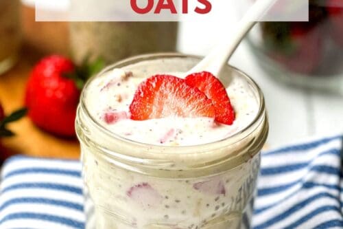 Pinterest Pin for Healthy Strawberry Overnight Oats