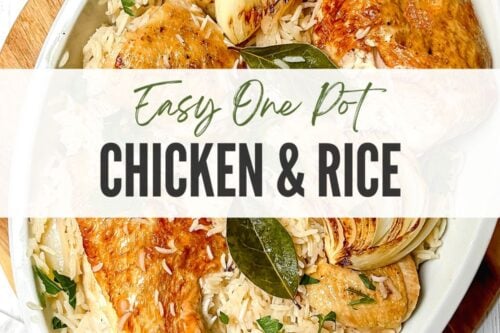Pinterest Pin for One Pot Chicken and Rice Casserole