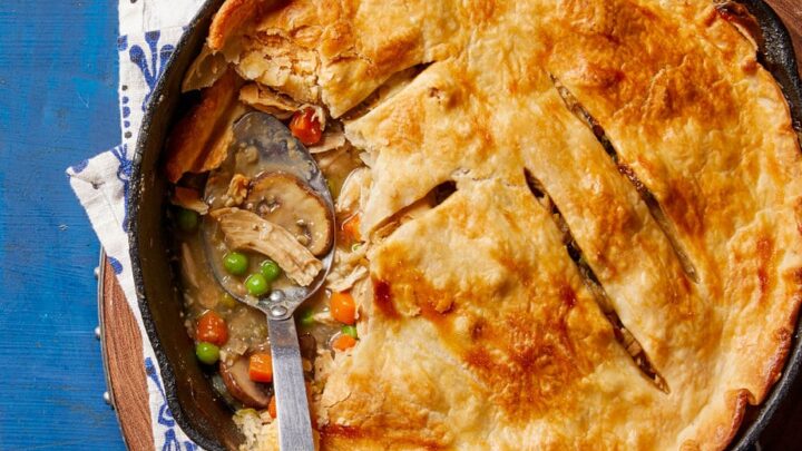 Skillet Chicken Pot Pie for healthy December Skillet Dinners