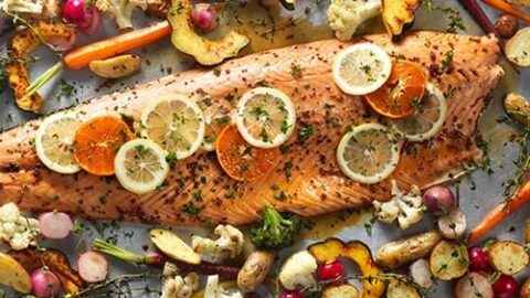 Image for Thursday: Sheet Pan Maple Salmon With Roasted Vegetables