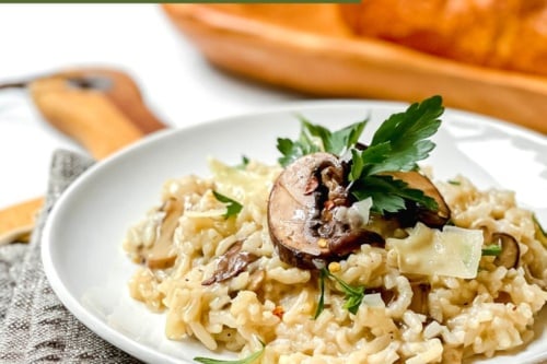Pinterest Pin for Easy Mushroom Risotto