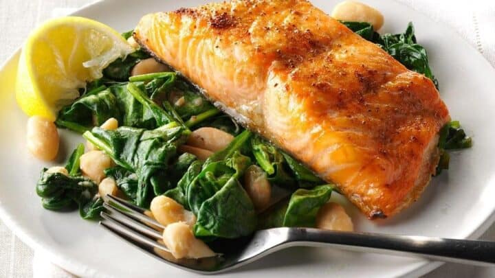 Image for Thursday: Salmon with Spinach & White Beans