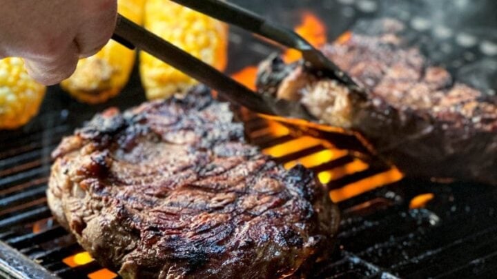 Grilling steaks and corn on the cob