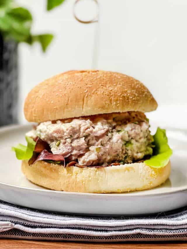 Closeup view of Ham Salad on a bun