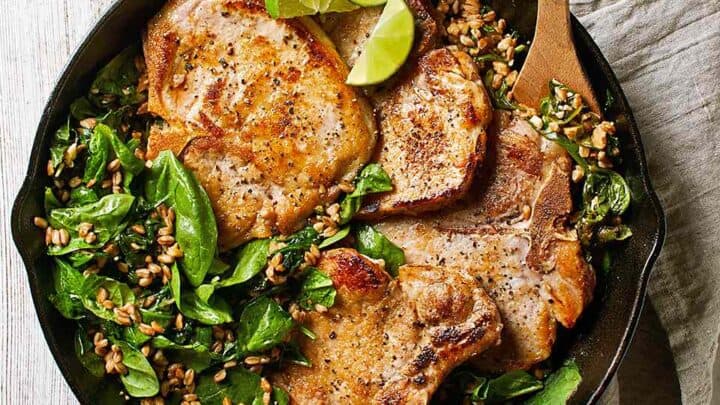 Image for Wednesday: Garlic-Lime Pork with Farro & Spinach
