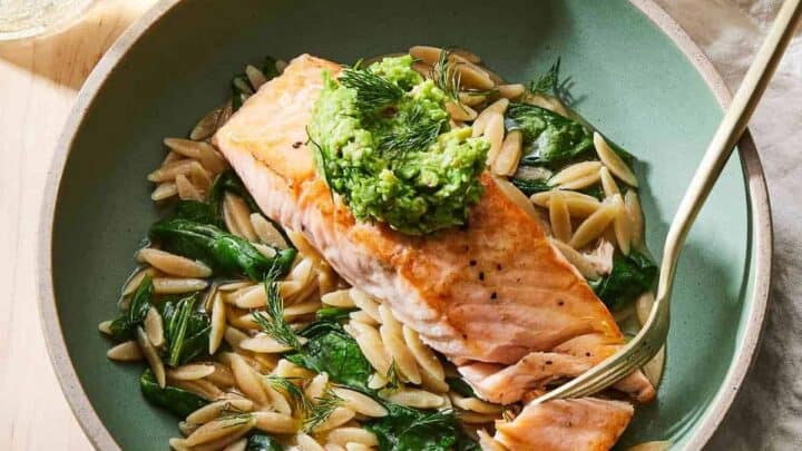 Image for Wednesday: Skillet Salmon with Orzo & Green Pea Pesto