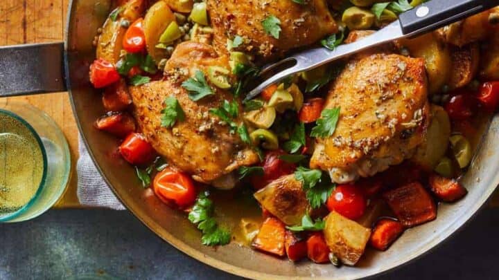 Image for Wednesday: Garlic Chicken Thighs with Olives & Potatoes