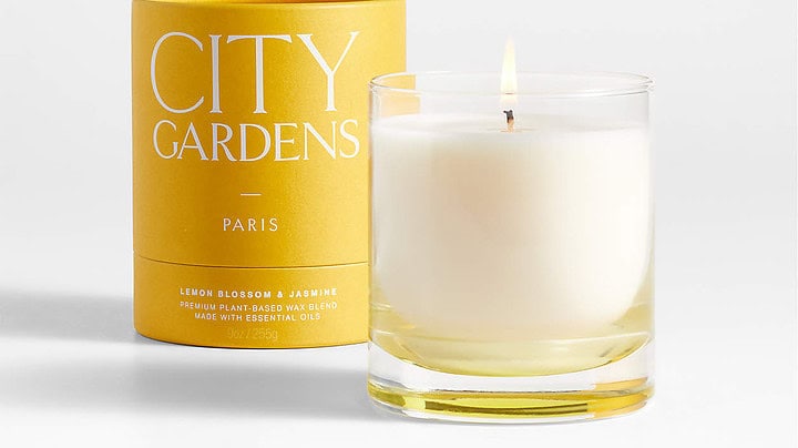 Side view of City Gardens Paris candle available at Crate & Barrel.