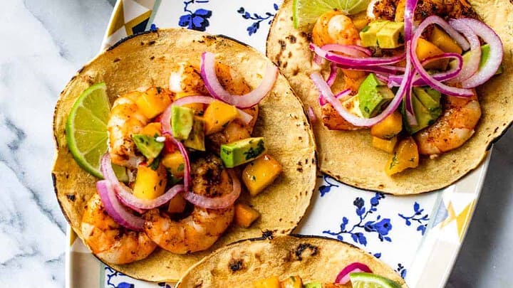 Image for Thursday: Grilled Shrimp Tacos with Peach Salsa