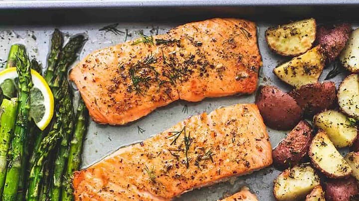 Image for Friday: Sheet Pan Salmon and Asparagus with Potatoes