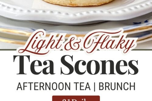 Light and flaky English tea scones served with clotted cream and jam for afternoon tea or brunch