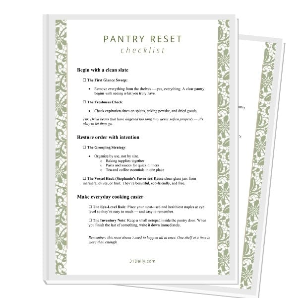 Pantry Checklist Download Printable PDF.