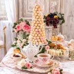 Bonbon tree centerpiece on an elegant afternoon tea table.