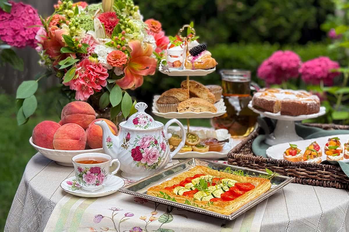 August Afternoon Tea Menu with Peaches and Lavender - 31 Daily