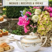 Pinterest image featuring a September afternoon tea setting with the text "September Afternoon Tea."